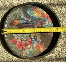 Vintage 1960s Hawaiian Islands Metal Plate Tray Souvenir 11” Ken Haag picture