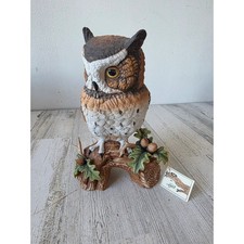 Vintage lefton nest egg owl 1985 statue figurine Branch tree large picture