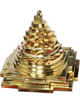 Meru Shree Yantra Original Solid Brass Maha Meru 3x3 Inch Gold Religious Puja picture