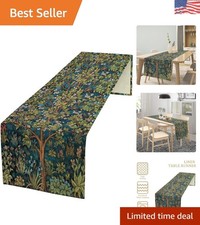 William Morris Floral Table Runner - Vintage Green Elegance for Dining (13x60) picture