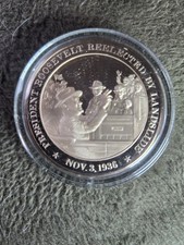 President Roosevelt Reelected by Landslide Nov 3,1936, Franklin Mint Bronze Coin picture