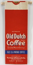 Vintage Old Dutch Brand Coffee Bag 1 Lb 1940s Kitchen Decor Portage Wisconsin WI picture