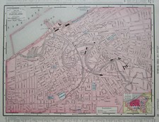 OH IN Antique 1895 CLEVELAND OHIO City Map RAILROADS NKP ~or~ INDIANA State Map picture
