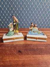 Limoges Trinket Box Life of Christ 'Nativity' & 'Baptism Of Christ' Set Of 2 picture