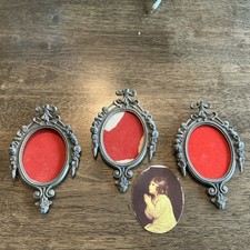 Set Of 3 Vintage Made In Italy Oval Brass Picture Frames Small 6.5” X 4” - Used picture