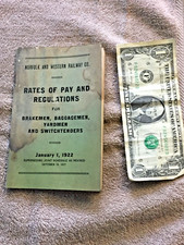 1922 Norfolk & Western RR Pay Rates Brakemen, Baggagemen, Yardmen & Switch Book picture