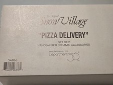 Vintage 1998 Dept 56 Snow Village ‘PIZZA DELIVERY’ SET OF 2 #54866 RETIRED picture