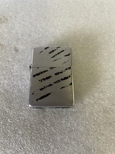 Vtg  1986 Brushed Chrome and black stripe Viietnam Era Zorro Zippo Lighter  READ picture