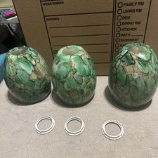 Art Glass Pendant Light Shades Green Pattern Set Of 3 picture