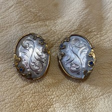 VTG Silver Concho Set W/Sapphires, New Old Stock picture