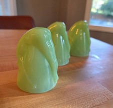 Set 3 Vintage Mckee Nude BOTTOMS UP Shot Glass Glasses Jadite Green picture