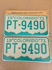  1971 Colorado License Plates PASSENGER  RAT ROD PAIR NEW  MAN CAVE picture