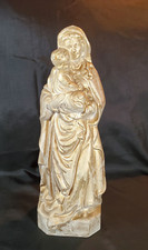 Vintage Statue of Mary Holding the Christ Child Hand Made 1975 Ceramic 13 3/4