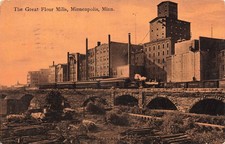 1908 MINNESOTA PHOTO POSTCARD: THE GREAT FLOUR MILLS, MINNEAPOLIS, MN picture