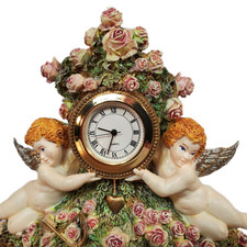 VTG Judith Winslow 'Time For Love' Cherub Angels & Roses Resin Quartz Clock picture