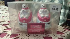 NEW Coca-Cola Salt & Pepper Shakers Set POLAR BEAR DOWN HILL by Gibson picture