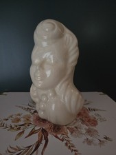 50’s Glamour Girl Vase. Mid-century Decor. Pompadour Hair Style. Cream Vtg  picture