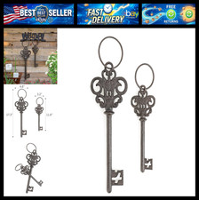 Sungmor Cast Iron Skeleton Keys, Set of 2 Large Old Fashioned, Decorative Wrough picture