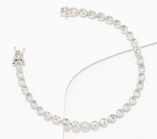 Affinity Gems Sterling Silver Oval Cut White Topaz Tennis Bracelet Avg; 7-1/4
