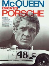 Steve McQueen Drives Porsche Actor and Racer print Poster US 13x19 Matte paper picture