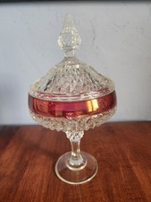 Vintage  Indiana Glass Ruby Red Diamond Point 12