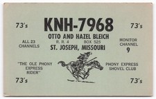 Vintage KNH-7968 CB Radio QSL Card St. Joseph Missouri Phony Express Rider 70s picture
