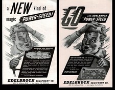 1951 EDELBROCK Equipment Co. Los Angeles CA lot of 2 Vintage Print Ads picture