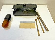 Mini 6  Piece Snuff Kit Vtg  Leather  Case Travel Snort Sniff Tool Set Unused picture