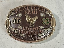 Vtg Maynard Custom 2012 Platte Co Fair Grand Champion Poultry 4-H Belt Buckle picture