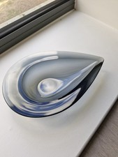 Vintage Sasaki Japan Smoke Glass Teardrop Bowl Denji Takeuchi MCM Glass 1960s picture