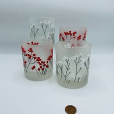 Vintage 4 Dartington Designs Frosted Winter Holiday Low Ball Glasses Birch Trees picture