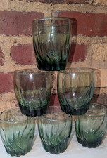 Vintage Anchor Hocking Tumblr Pair In Ivy Green Setb of Six Beautiful 4