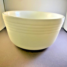 Pyrex Hamilton Beach Milk Glass Large White Ribbed Mixing Bowl Made in USA 8.5” picture
