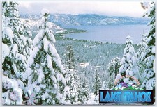 Lake Tahoe Winter Wonderland Snow Trees 1998 RENO-TAHOE Specialty Postcard picture