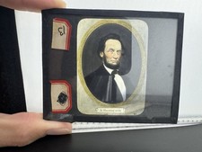 Antqiue Magic Lantern Glass Slide Colorized Abraham Lincoln Portrait  picture
