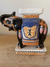 Vtg 1960's Ceramic Glazed Elephant Plant Stand Table Art Asian South Vietnam picture