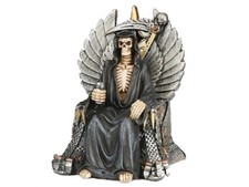 Grim Reaper Death Sitting Stempunk Gear Throne Scythe Holding Goblet  7.5