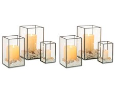Nuptio Hurricane Glass Candle Holders 6 Pcs Clear Lantern Pillar Candles Holder picture