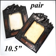 Pair of Victorian Era French Gutta Percha Cabinet Card Frames, 2, 10.5