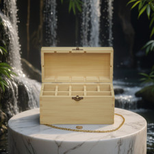 Bamboo Wooden Box with Hinged Lid for Crafts DIY Storage Jewelry Trinkets Box picture