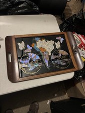 vintage Brazilian butterfly wing serving tray, likely from the mid-20th century picture