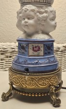 Gorgeous 1800's French Sevres Style Porcelain Urn Lamp With Three Cherub Heads picture