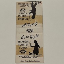 Triangle Tourist Court Meridian MS 1953 Matchcover Match Book AG3-S27 picture