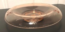 Vintage Pink Depression Glass Floral Etched Rolled Rim Centerpiece Console Bowl picture