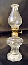 VINTAGE CRISA MINIATURE CLEAR GLASS OIL LAMP 6 3/4