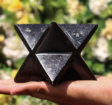 Large 110MM Black Nuummite Sorcerer’s Stone Healing  Chakra 8 Point Star Markaba picture