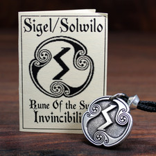 Pewter Sigel Sun Rune Norse Viking Asatru Amulet Sowilo Saugil Sigil Necklace picture