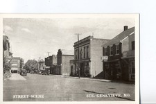 Street Scene, Ste. Genevieve, Mo. Missouri Real Photo Postcard. Drug Store Sign picture