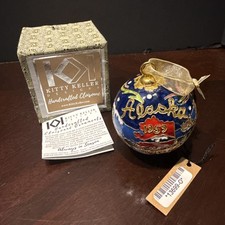 0881     Kitty Keller Alaska Cloisonné 24K Gold/ Enamel Christmas Ornament picture
