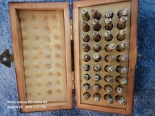 Vintage Metal Letter & Number Punch Stamp Set in Wooden Case picture